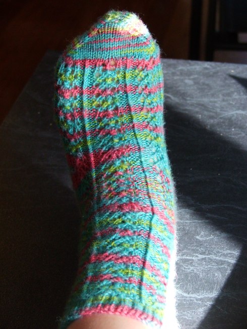 first pair of lace knitted socks